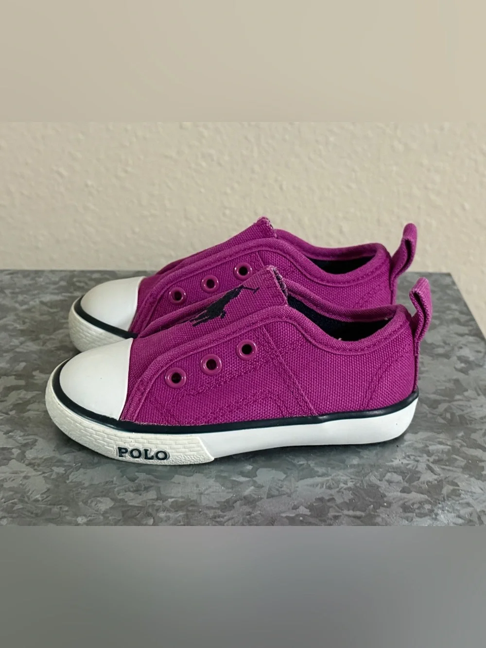 Polo by Ralph Lauren Raymond Kids Slip-On Canvas Sneakers, Berry Pink, Size 4.5